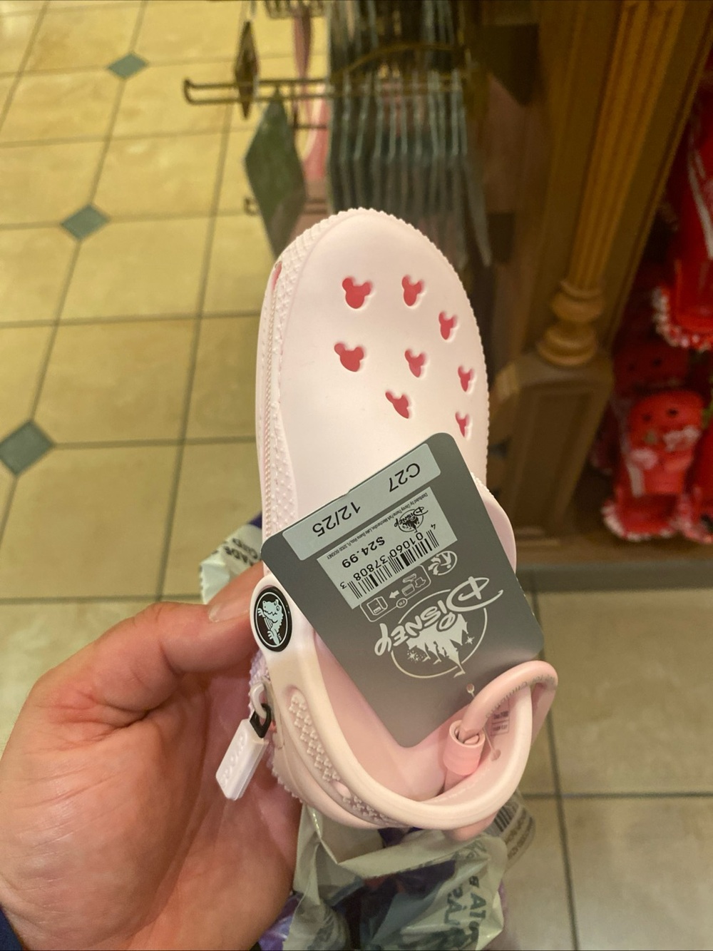 2026 Disney Parks Pink Crocs Zip Pouch Charm Keychain NEW